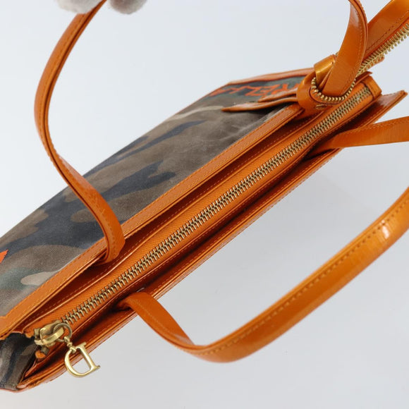 Christian Dior Hand Bag Canvas Green Gold Auth 170666V