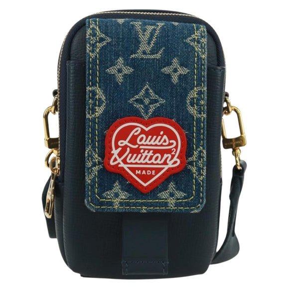 LOUIS VUITTON Monogram Denim LV MADE Double Phone Pouch M81060 LV Auth 170667SM