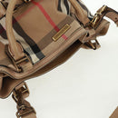 BURBERRY Nova Check Hand Bag Canvas 2way Beige Gold Auth 170676V-6