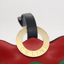 CELINE Circle Shoulder Bag Leather Multicolor Gold Auth 170678-18