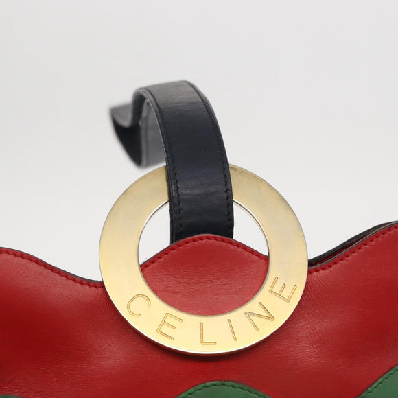 CELINE Circle Shoulder Bag Leather Multicolor Gold Auth 170678