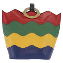 CELINE Circle Shoulder Bag Leather Multicolor Gold Auth 170678-13