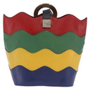 CELINE Circle Shoulder Bag Leather Multicolor Gold Auth 170678-2