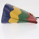 CELINE Circle Shoulder Bag Leather Multicolor Gold Auth 170678-3