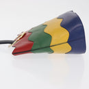 CELINE Circle Shoulder Bag Leather Multicolor Gold Auth 170678-4