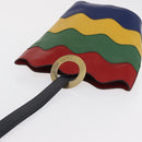 CELINE Circle Shoulder Bag Leather Multicolor Gold Auth 170678-6