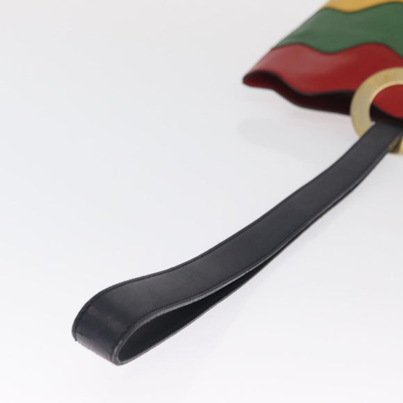 CELINE Circle Shoulder Bag Leather Multicolor Gold Auth 170678