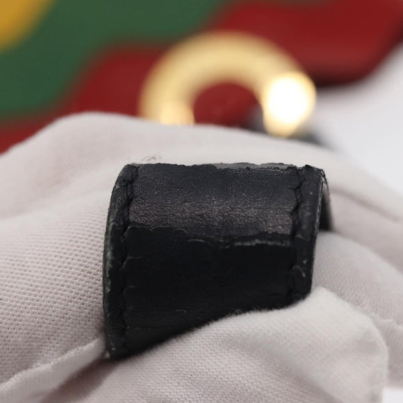 CELINE Circle Shoulder Bag Leather Multicolor Gold Auth 170678