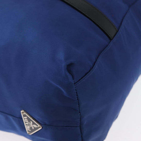 PRADA Tote Bag Nylon Blue Silver Auth 170684
