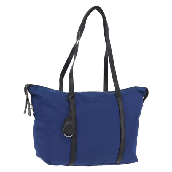 PRADA Tote Bag Nylon Blue Silver Auth 170684