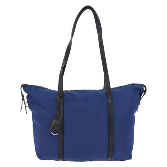 PRADA Tote Bag Nylon Blue Silver Auth 170684