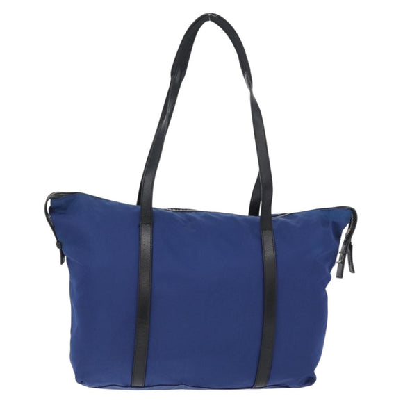 PRADA Tote Bag Nylon Blue Silver Auth 170684