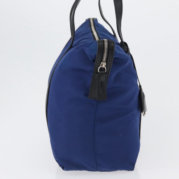 PRADA Tote Bag Nylon Blue Silver Auth 170684
