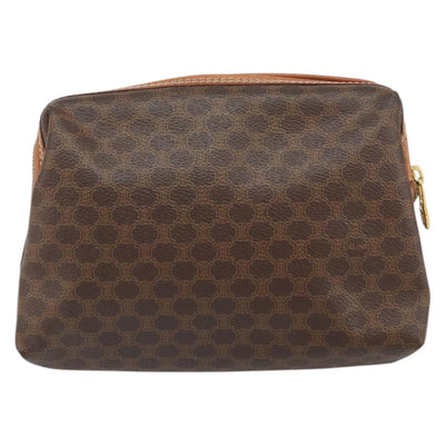 CELINE Macadam Canvas Pouch PVC Leather Brown Gold Auth 170685 - 0