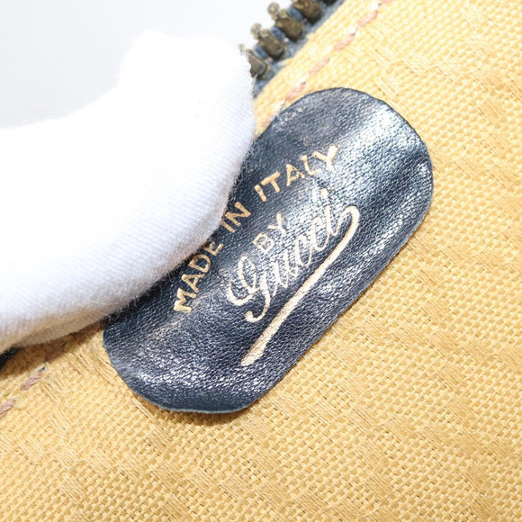 GUCCI Sherry Line Hand Bag Suede Leather Navy Gold Auth 170687