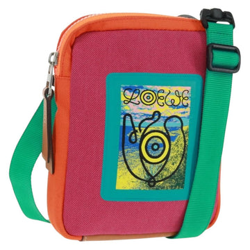 LOEWE Shoulder Bag Canvas Purple Silver Auth 170688M