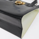 Salvatore Ferragamo Gancini Hand Bag Patent leather 2way Black Gold Auth 170695-13