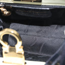 Salvatore Ferragamo Gancini Hand Bag Patent leather 2way Black Gold Auth 170695-18