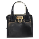 Salvatore Ferragamo Gancini Hand Bag Patent leather 2way Black Gold Auth 170695-2