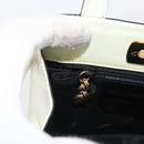 Salvatore Ferragamo Gancini Hand Bag Patent leather 2way Black Gold Auth 170695-21