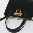 Salvatore Ferragamo Gancini Hand Bag Patent leather 2way Black Gold Auth 170695-6