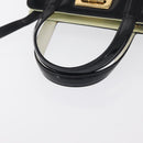 Salvatore Ferragamo Gancini Hand Bag Patent leather 2way Black Gold Auth 170695-7
