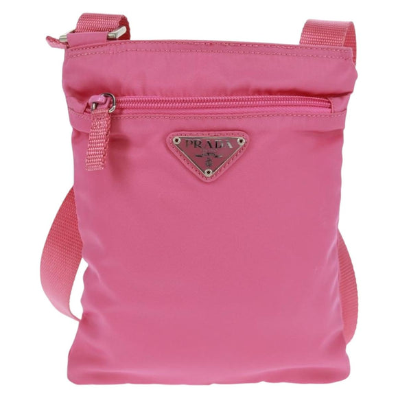 PRADA Shoulder Bag Nylon Pink Silver Auth 170698V