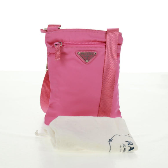 PRADA Shoulder Bag Nylon Pink Silver Auth 170698V