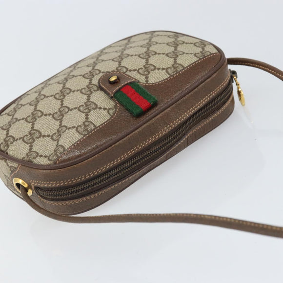 GUCCI GG Supreme Web Sherry Line Bag PVC Beige Gold 007 58 6112 Auth 170700