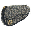 Christian Dior Trotter Canvas Saddle Pouch Navy Gold Auth 170701-1