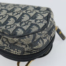 Christian Dior Trotter Canvas Saddle Pouch Navy Gold Auth 170701-10