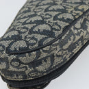 Christian Dior Trotter Canvas Saddle Pouch Navy Gold Auth 170701-11