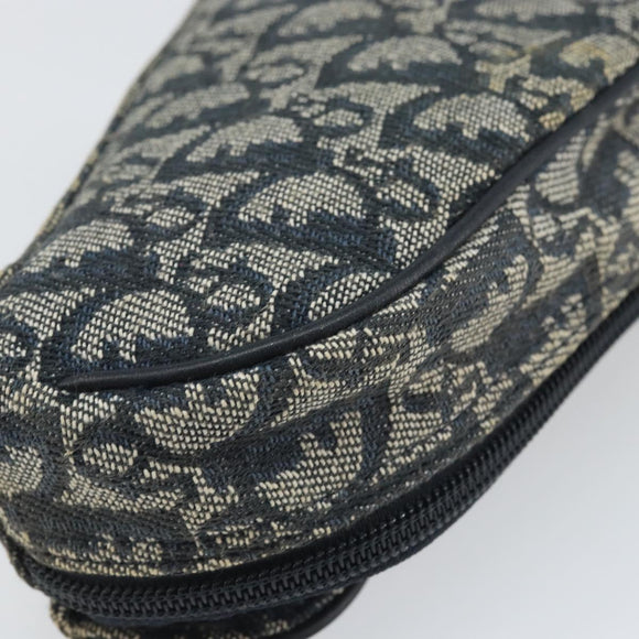 Christian Dior Trotter Canvas Saddle Pouch Navy Gold Auth 170701