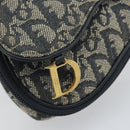 Christian Dior Trotter Canvas Saddle Pouch Navy Gold Auth 170701-12