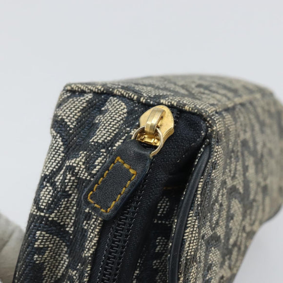 Christian Dior Trotter Canvas Saddle Pouch Navy Gold Auth 170701