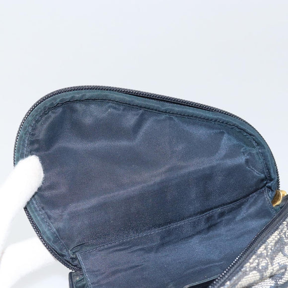 Christian Dior Trotter Canvas Saddle Pouch Navy Gold Auth 170701
