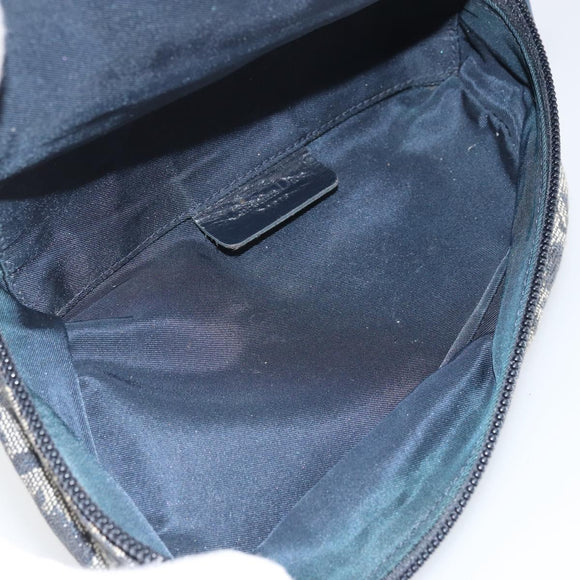 Christian Dior Trotter Canvas Saddle Pouch Navy Gold Auth 170701