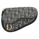 Christian Dior Trotter Canvas Saddle Pouch Navy Gold Auth 170701-2