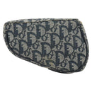 Christian Dior Trotter Canvas Saddle Pouch Navy Gold Auth 170701-3