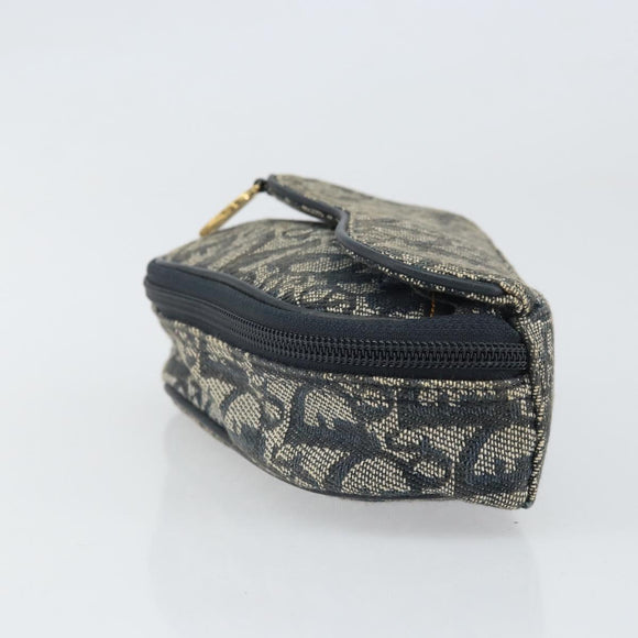 Christian Dior Trotter Canvas Saddle Pouch Navy Gold Auth 170701