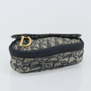 Christian Dior Trotter Canvas Saddle Pouch Navy Gold Auth 170701-7