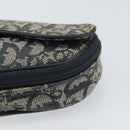 Christian Dior Trotter Canvas Saddle Pouch Navy Gold Auth 170701-8