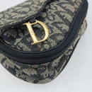 Christian Dior Trotter Canvas Saddle Pouch Navy Gold Auth 170701-9