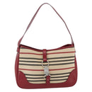 BURBERRY Nova Check Blue Label Shoulder Bag Canvas Beige Silver Auth 170703-13
