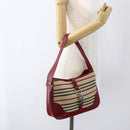 BURBERRY Nova Check Blue Label Shoulder Bag Canvas Beige Silver Auth 170703-20