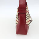 BURBERRY Nova Check Blue Label Shoulder Bag Canvas Beige Silver Auth 170703-3
