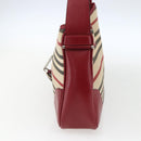 BURBERRY Nova Check Blue Label Shoulder Bag Canvas Beige Silver Auth 170703-4