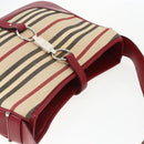 BURBERRY Nova Check Blue Label Shoulder Bag Canvas Beige Silver Auth 170703-6