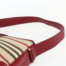 BURBERRY Nova Check Blue Label Shoulder Bag Canvas Beige Silver Auth 170703-8