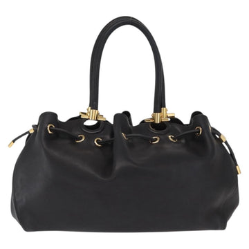 Salvatore Ferragamo Gancini Tote Bag Leather Black Gold Auth 170707 - 0